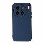 For vivo X90 Pro+ Accurate Hole Carbon Fiber Texture PU Phone Case(Blue)