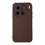 For vivo X90 Pro+ Accurate Hole Carbon Fiber Texture PU Phone Case(Brown)