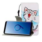 For Galaxy S9 Plus Colored Drawing Horizontal Flip Leather Case with Holder & Card Slot & Wallet(Red Mouth Cat)