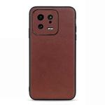 For Xiaomi 13 Accurate Hole Lambskin Texture Genuine Leather Phone Case(Brown)