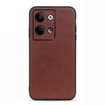 For OPPO Reno9 / Reno9 Pro Accurate Hole Lambskin Texture Genuine Leather Phone Case(Brown)