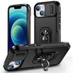 For iPhone 14 Plus Pioneer Armor Sliding Camshield Phone Case(Black)
