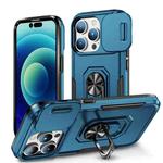 For iPhone 14 Pro Pioneer Armor Sliding Camshield Phone Case(Blue)
