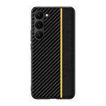 For Samsung Galaxy S23 5G Ultra-thin Carbon Fiber Texture Splicing Phone Case(Yellow)