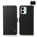 For Honor 80 SE KHAZNEH Side-Magnetic Litchi Genuine Leather RFID Phone Case(Black)