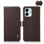 For Honor 80 SE KHAZNEH Side-Magnetic Litchi Genuine Leather RFID Phone Case(Brown)