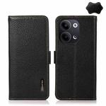 For OPPO Reno9 / Reno9 Pro KHAZNEH Side-Magnetic Litchi Genuine Leather RFID Phone Case(Black)