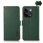 For OPPO Reno9 / Reno9 Pro KHAZNEH Side-Magnetic Litchi Genuine Leather RFID Phone Case(Green)