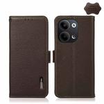 For OPPO Reno9 / Reno9 Pro KHAZNEH Side-Magnetic Litchi Genuine Leather RFID Phone Case(Brown)