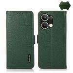 For OPPO Reno9 Pro+ KHAZNEH Side-Magnetic Litchi Genuine Leather RFID Phone Case(Green)