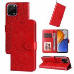 For Huawei nova Y61 Embossed Sunflower Leather Phone Case(Red)
