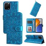 For Huawei nova Y61 Embossed Sunflower Leather Phone Case(Blue)