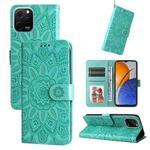 For Huawei nova Y61 Embossed Sunflower Leather Phone Case(Green)