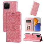 For Huawei nova Y61 Embossed Sunflower Leather Phone Case(Rose Gold)