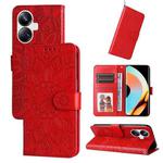 For Realme 10 Pro+ 5G Embossed Sunflower Leather Phone Case(Red)