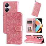 For Realme 10 Pro+ 5G Embossed Sunflower Leather Phone Case(Rose Gold)