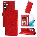 For Samsung Galaxy A34 5G Embossed Sunflower Leather Phone Case(Red)
