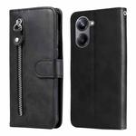 For Realme 10 4G Global Calf Texture Zipper Leather Phone Case(Black)