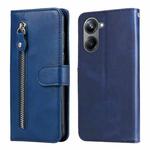 For Realme 10 4G Global Calf Texture Zipper Leather Phone Case(Blue)