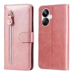 For Realme 10 Pro+ 5G Calf Texture Zipper Leather Phone Case(Rose Gold)