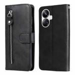 For Realme 10 Pro+ 5G Calf Texture Zipper Leather Phone Case(Black)