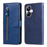 For Realme 10 Pro+ 5G Calf Texture Zipper Leather Phone Case(Blue)