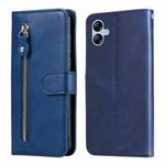 For Samsung Galaxy A04e Calf Texture Zipper Leather Phone Case(Blue)