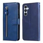 For Samsung Galaxy A34 5G Calf Texture Zipper Leather Phone Case(Blue)