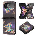 For Samsung Galaxy Z Flip4 Colored Drawing Invisible Magnetic Leather Phone Case(Big Butterfly)