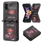 For Samsung Galaxy Z Flip4 Colored Drawing Invisible Magnetic Leather Phone Case(Bear)