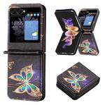 For Samsung Galaxy Z Flip5 Colored Drawing Leather Phone Case(Big Butterfly)