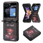 For Samsung Galaxy Z Flip5 Colored Drawing Leather Phone Case(Bear)