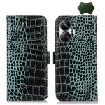 For Realme 10 Pro+ Crocodile Top Layer Cowhide Leather Phone Case(Green)