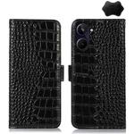 For Realme 10 Pro Crocodile Top Layer Cowhide Leather Phone Case(Black)