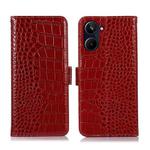 For Realme 10 Crocodile Top Layer Cowhide Leather Phone Case(Red)