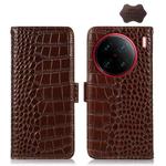 For vivo X90 Pro+ Crocodile Top Layer Cowhide Leather Phone Case(Brown)