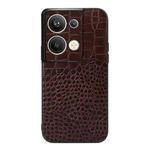 For OPPO Reno9 Pro+ Crocodile Top Layer Cowhide Leather Phone Case(Coffee)