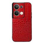 For OPPO Reno9 Pro+ Crocodile Top Layer Cowhide Leather Phone Case(Red)