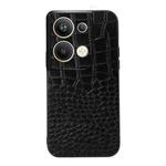 For OPPO Reno9 Pro+ Crocodile Top Layer Cowhide Leather Phone Case(Black)