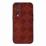 For Honor 80 Pro Weave Plaid PU Phone Case(Brown)