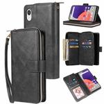 For Samsung Galaxy A22e 5G 9 Card Slots Zipper Wallet Bag Leather Phone Case(Black)