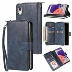 For Samsung Galaxy A22e 5G 9 Card Slots Zipper Wallet Bag Leather Phone Case(Blue)