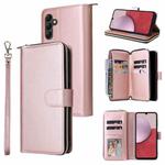 For Samsung Galaxy A14 5G 9 Card Slots Zipper Wallet Bag Leather Phone Case(Rose Gold)