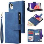 For Samsung Galaxy A22e 5G Multifunctional Frosted Zipper Wallet Leather Phone Case(Blue)