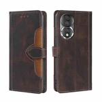 For Honor 80 Skin Feel Magnetic Buckle Leather Phone Case(Brown)