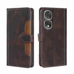 For Honor 80 Pro Skin Feel Magnetic Buckle Leather Phone Case(Brown)