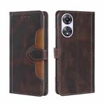 For OPPO A58 5G Skin Feel Magnetic Buckle Leather Phone Case(Brown)