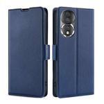 For Honor 80 Ultra-thin Voltage Side Buckle Horizontal Flip Leather Phone Case(Blue)