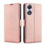 For OPPO A58 5G Ultra-thin Voltage Side Buckle Horizontal Flip Leather Phone Case(Rose Gold)