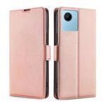 For Realme C30s Ultra-thin Voltage Side Buckle Horizontal Flip Leather Phone Case(Rose Gold)